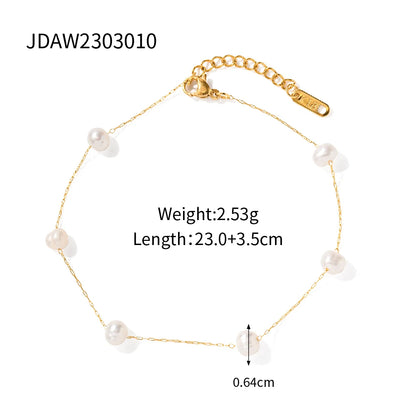 Youthway New Exquisite Pearl Bracelets Stainless Steel Chain For Woman High Quality Waterproof Jewelry Bijoux 2023