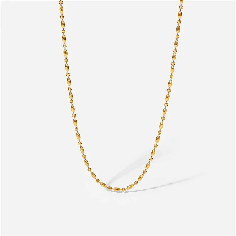 2022 New necklace Stainless Steel 18K Gold Plated Bead Chain Basic Chain Fits Every Style Party trend necklace Jewelry Gifts