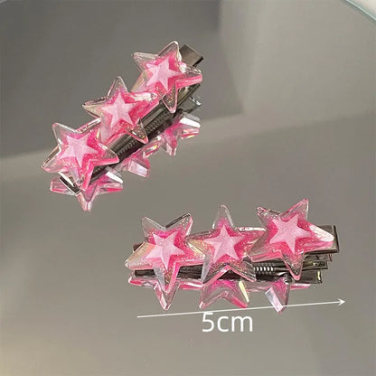 1pcs 5cm Y2K Hairpin Three Shiny Star Hair Clip Summer Fashion Bangs Bobby Pin Hair Accessories for Women Cool Girls Headwear