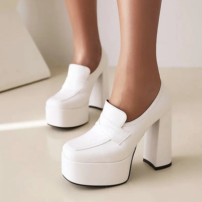 High Heeled Pumps Platform Stiletto Block Heels Loafers