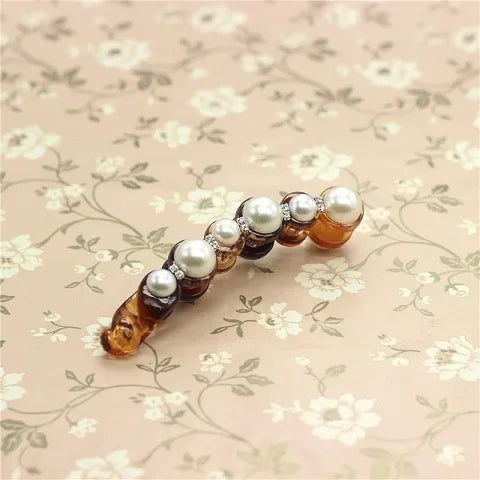 Elegant Pearl Banana Clip Vertical Clip Twist Ponytail Holder Hairpin Hair Clip Claw Clamp Headwear Girls Women Hair Accessories