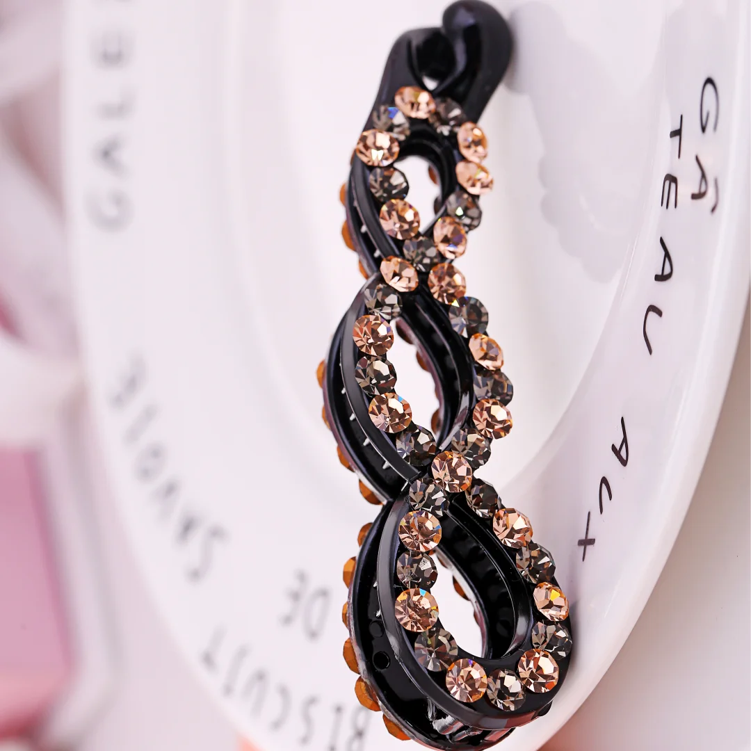 9.8cm Long Bow knot Banana Clip Barrette Fashion New Hair Clips for Women Rhinestone Pony Hair Accessories Harp nana Clips