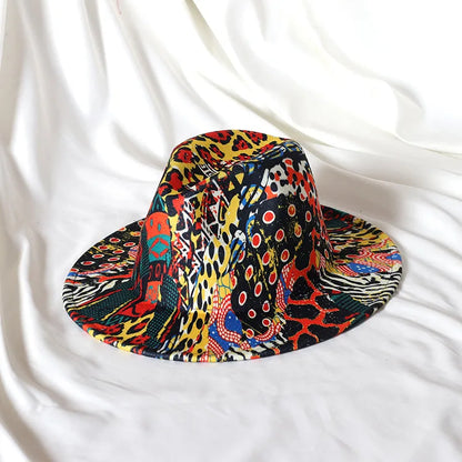 9.5cm rose red leopard print fedora hat