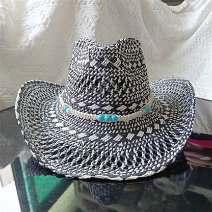 Corn Husk Material Cowboy Straw Hat Panama Visor Women's Elegant Western Cowboy Hat Men's  sombrero