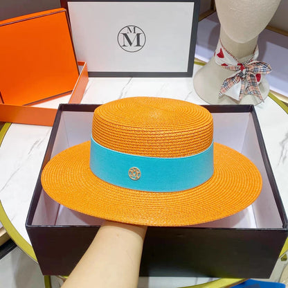 French straw hat summer sun hat tri-fold with letter accessories beach hat outdoor travel anti-UV women's hat  여름모자 gorras