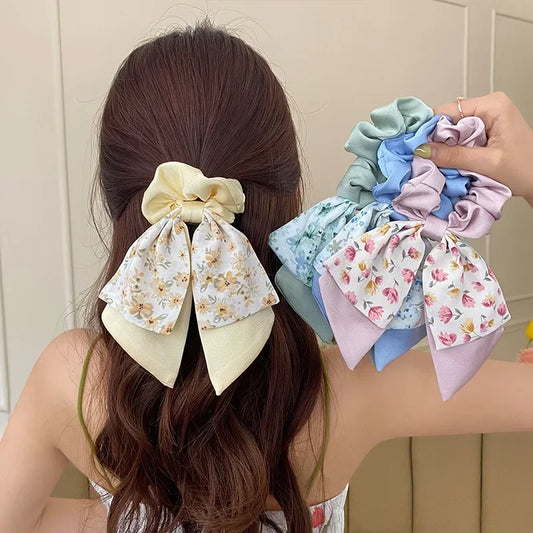 Floral Print Elastic Hair Bands Women Elegant Hair Ties Elastic Band Girls Headwear Hair Accessories