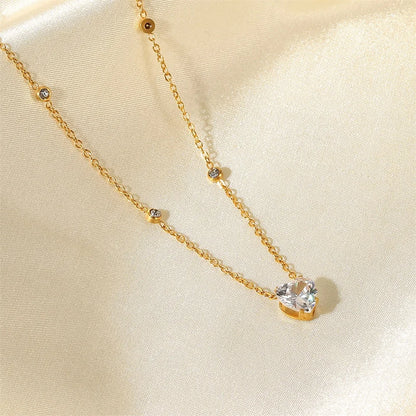 New Pendant necklace Heart Shaped Crystal Zircon Pendant Gold plated stainless steel Party Hot Jewelry Gifts