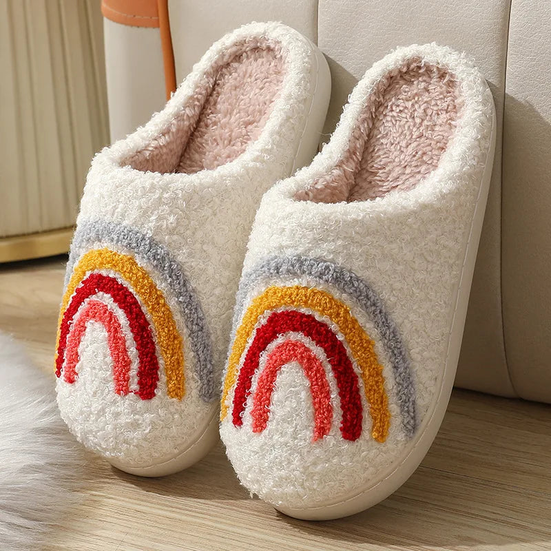 Evshine Women Winter Furry Cotton Slippers Indoor Warm Comfortable Plush House Slippers Soft Non-slip Fur Fluffy Bedroom Slides