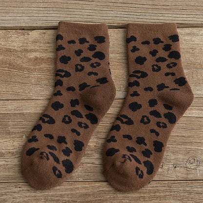 Spotted Leopard Print Women Socks Cotton Terry Tube Thickened Warm Socks Cotton Korean Japanese Style Eur35-40 238