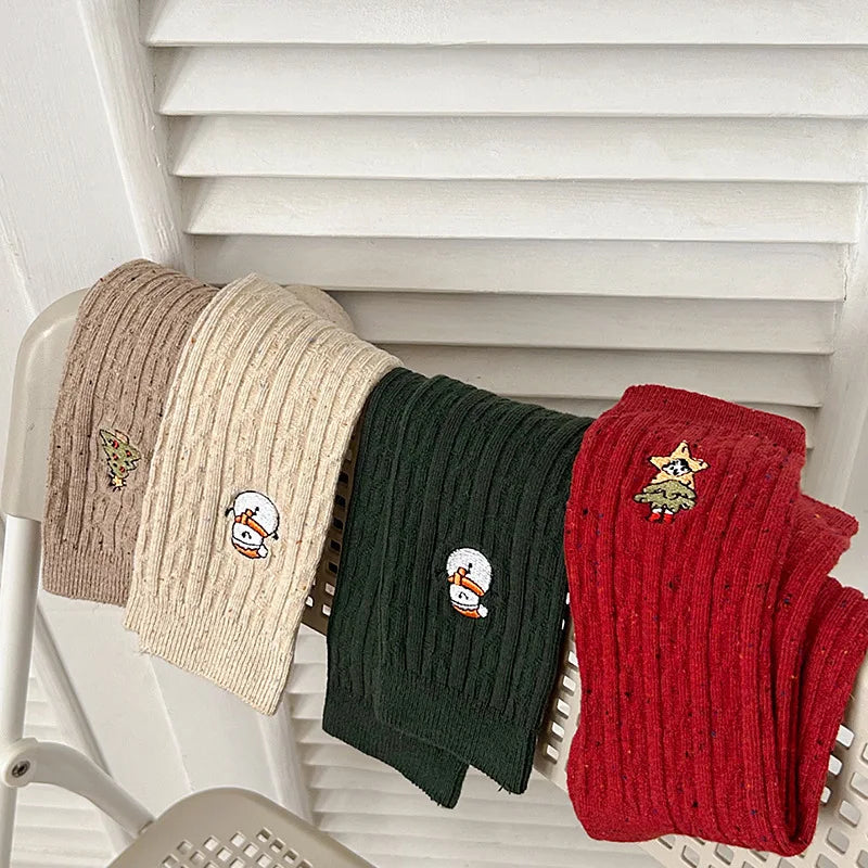 Autumn Winter Christmas Designer Socks Cotton Middle