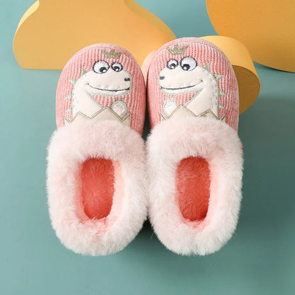 Evshine Children Winter Warm Plush Cotton Shoes Lovely Animals Fur Fuzzy Home Slippers Indoor Anti-slip Comfortable Furry Slides