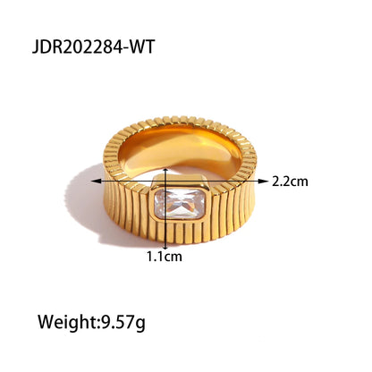 Youthway New Metal Casting Texture Ring Geometric Wide Statement Golden Exquisite Fashion Jewelry Party Gift 2023