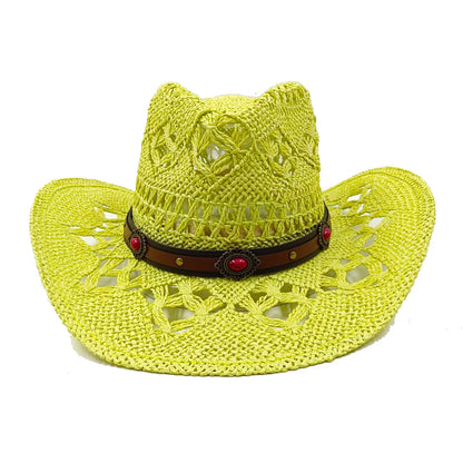 Corn Husk Material Cowboy Straw Hat Panama Visor Women's Elegant Western Cowboy Hat Men's  sombrero