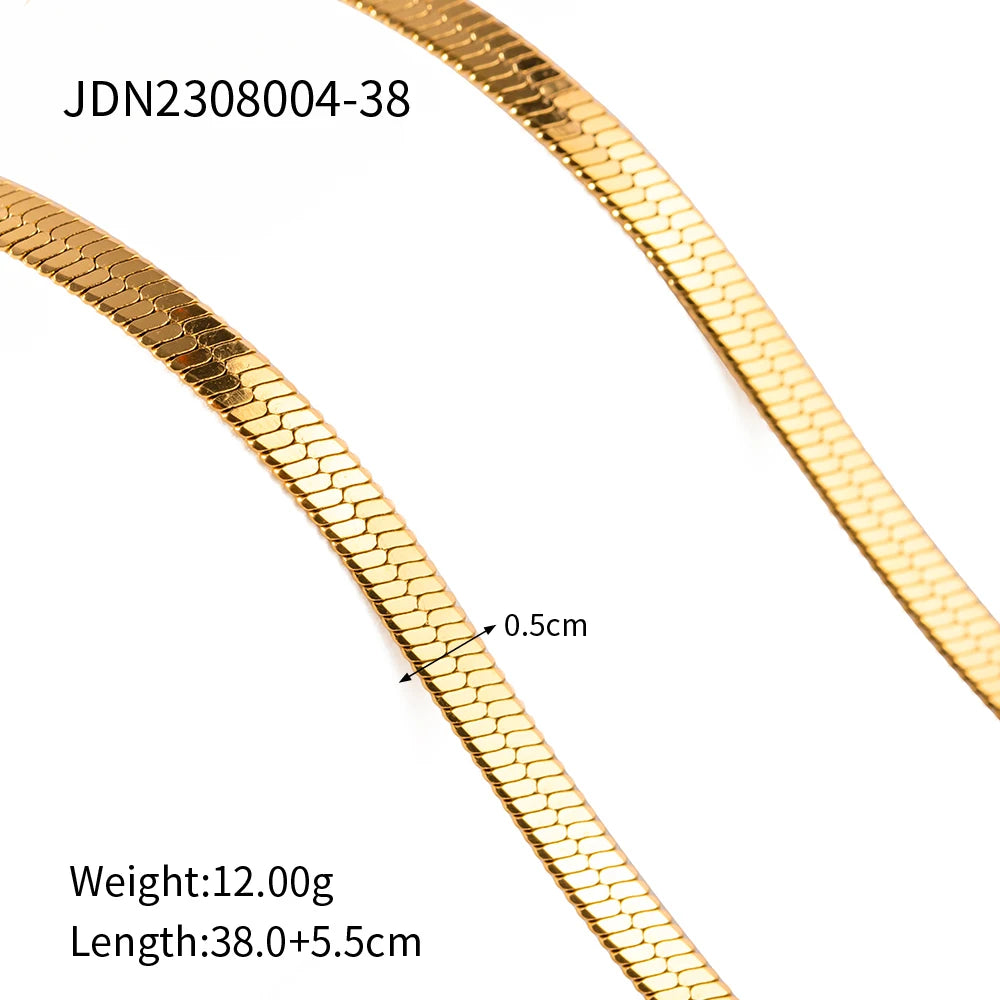 1PC 18K Gold PVD Plated Stainless Steel Snake Chain Blade Chain Necklace Adjustable Chain DIY Jewelry Wholesale