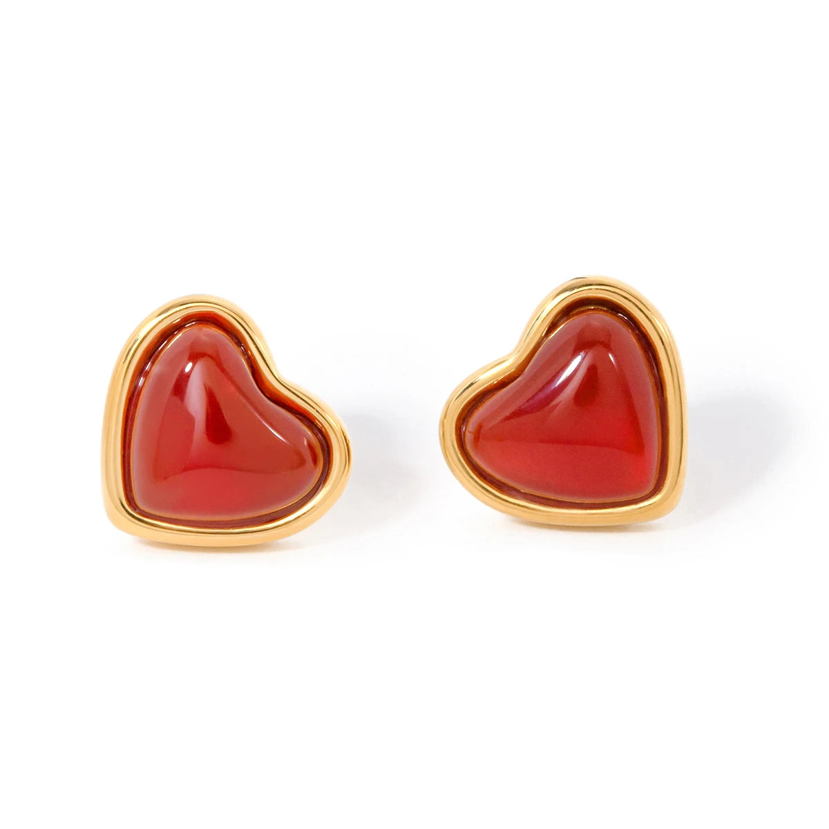 Youthway Romantic Stainless Steel Inlaid Red Onyx Love Heart Stud Earrings for Women Fashion Valentine’s Day Jewelry Gifts