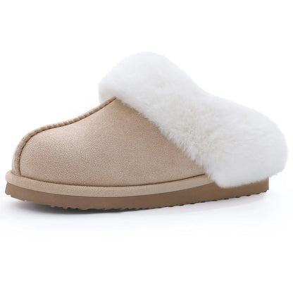 Evshine Winter Warm Memory Foam Slippers For Women Indoor Plush Home Shoes Fluffy Faux Fur Slippers Cozy Suede Furry Flat Slides