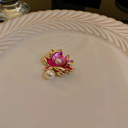 Lotus Flower Enamel Pin Women's Pins And Brooches Fashion Brooch Weddings Bouquet Clothes Jewelry Accessories Gift For Women