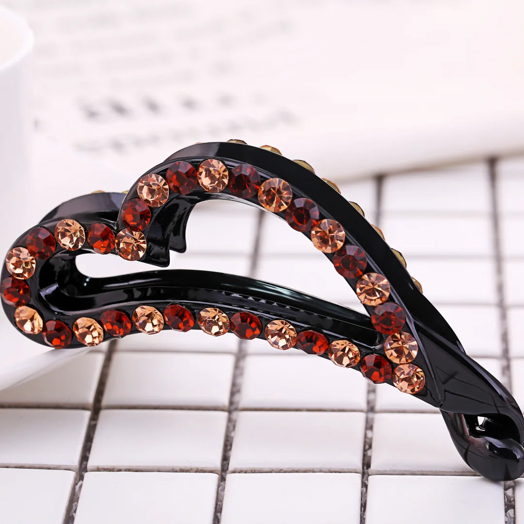 9.8cm Long Bow knot Banana Clip Barrette Fashion New Hair Clips for Women Rhinestone Pony Hair Accessories Harp nana Clips