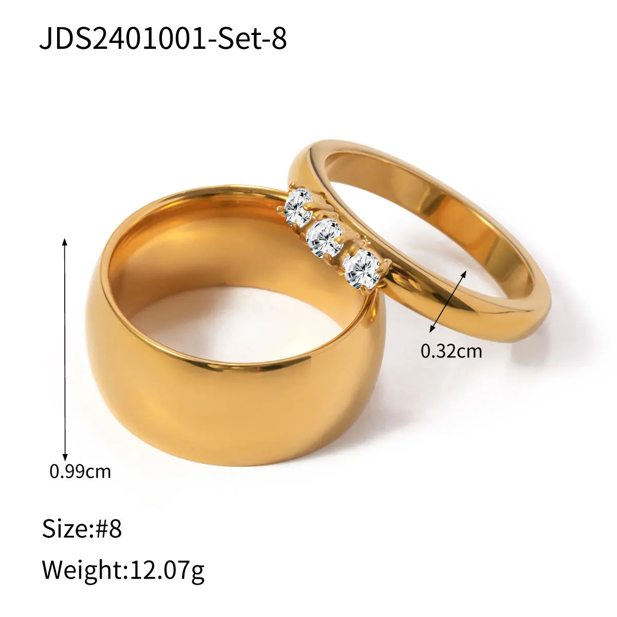 Youthway 18K PVD Plated Women Stainless Steel Metal Coil Opening Ring Set Statement Texture Chunky Earrings Party Gift