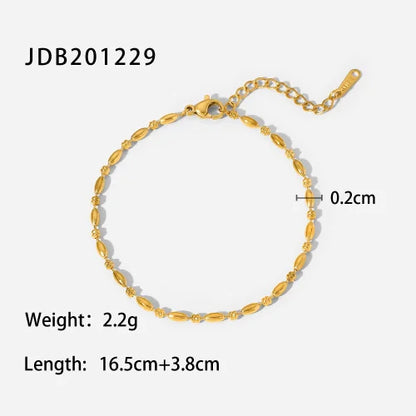 Youthway New Pattern Stainless Steel Rice Bead Chain Ring Bracelet 18K Gold Plated Fashion Jewelry for Women Gift