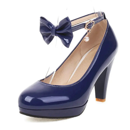 Extra Big Size 48 49 50 PU Patent Leather Navy Blue Green Heels For Women High Heels Sexy Ladies Office Pumps Platform Stiletto