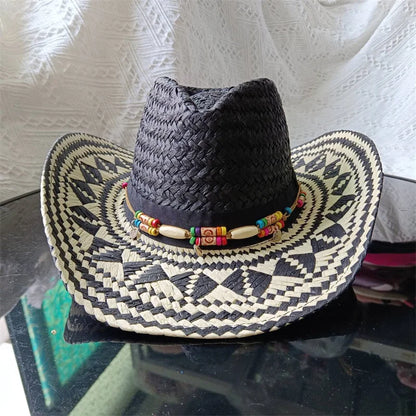 Corn Husk Material Cowboy Straw Hat Panama Visor Women's Elegant Western Cowboy Hat Men's  sombrero