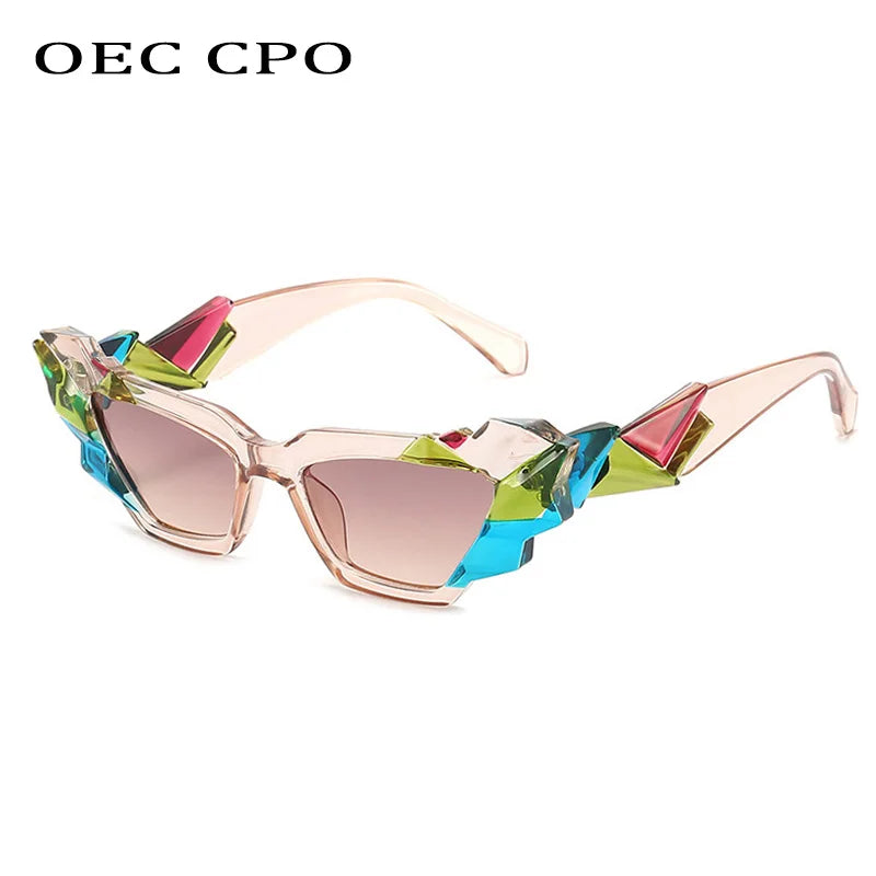 New Ladies Punk Cat eye Sunglasses Women Unique Colorful Sun Glasses Female Fashion Shades UV400 Steampunk Eyewear