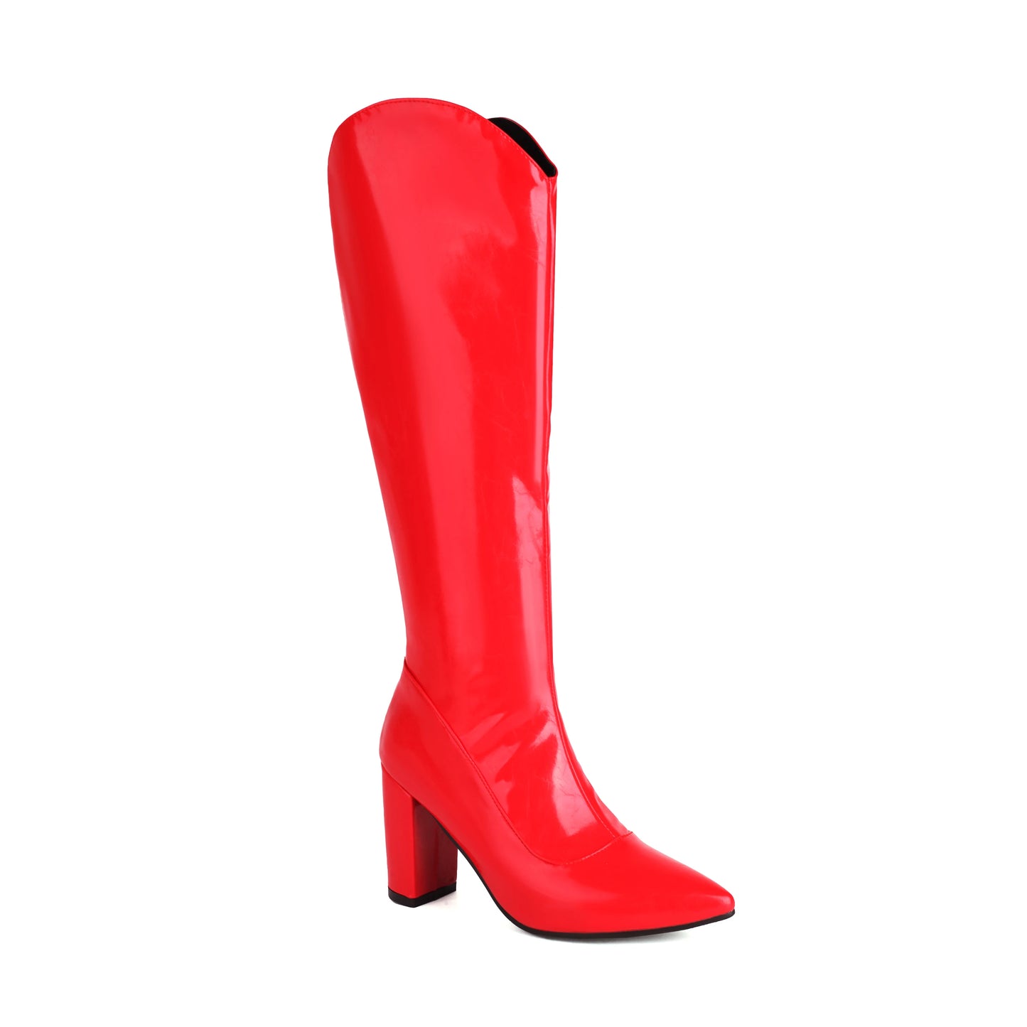 Pointed, Super High, Thick Heels Zippered Back, Classic Retro Knight Boots Breathable Velvet Lining Knee Boots For Sexy Women