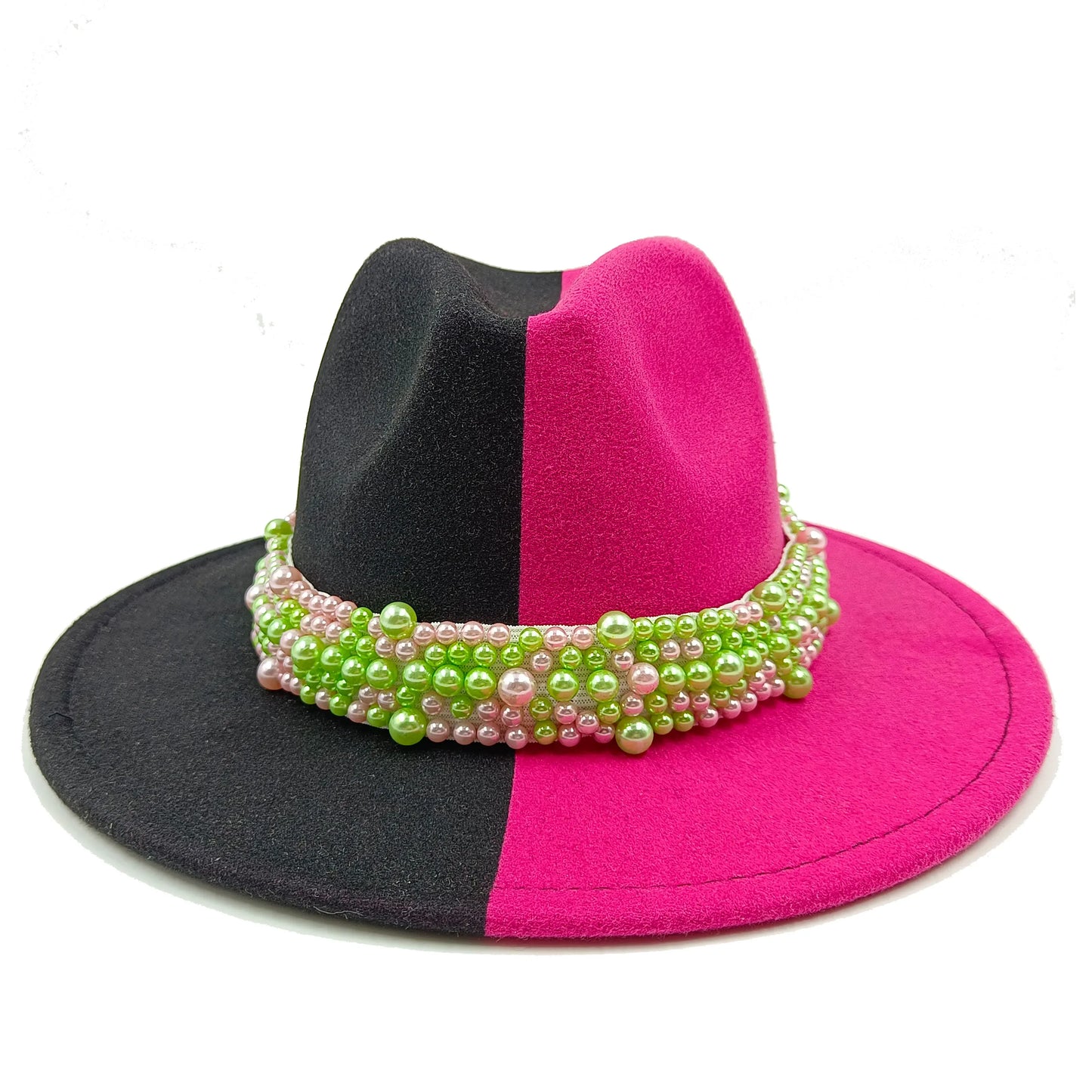 Cartoon Metal Patch Pink Fedora Hat