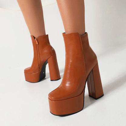 High Platform Square Toe Super High Thick Heels